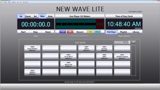 new wave lite main screen